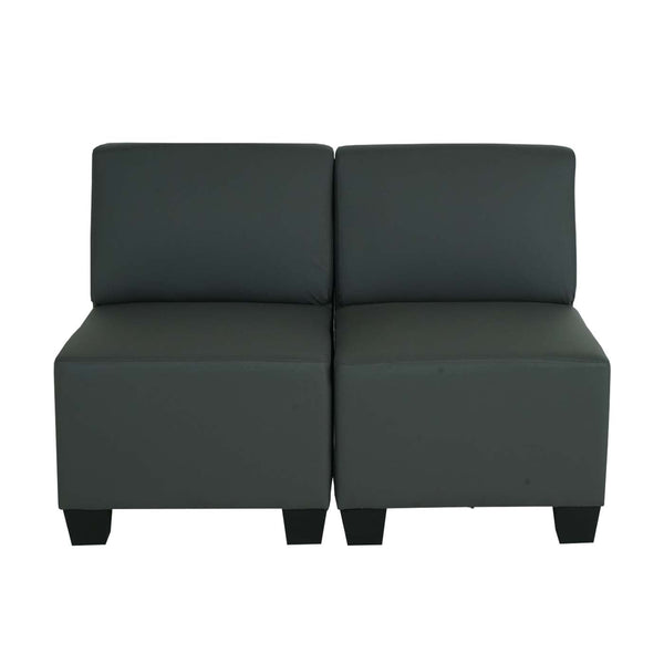 Modular 2-Sitzer Sofa Couch Lyon Kunstleder dunkelgrau ohne Armlehnen