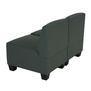 Modular 2-Sitzer Sofa Couch Lyon Kunstleder dunkelgrau ohne Armlehnen