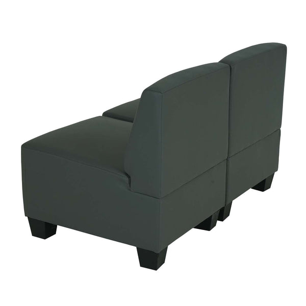 Modular 2-Sitzer Sofa Couch Lyon Kunstleder dunkelgrau ohne Armlehnen