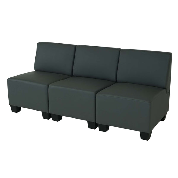 Modular 2-Sitzer Sofa Couch Lyon Kunstleder dunkelgrau ohne Armlehnen