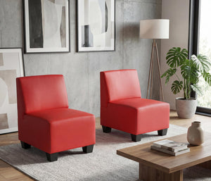 Modular 2-Sitzer Sofa Couch Lyon Kunstleder rot ohne Armlehnen