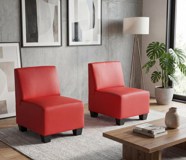 Modular 2-Sitzer Sofa Couch Lyon Kunstleder rot ohne Armlehnen