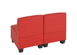 Modular 2-Sitzer Sofa Couch Lyon Kunstleder rot ohne Armlehnen