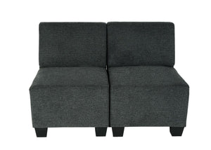 Modular 2-Sitzer Sofa Couch Lyon Stoff anthrazit-grau ohne Armlehnen