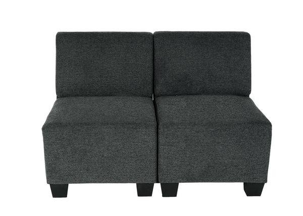 Modular 2-Sitzer Sofa Couch Lyon Stoff anthrazit-grau ohne Armlehnen
