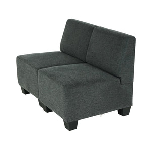 Modular 2-Sitzer Sofa Couch Lyon Stoff anthrazit-grau ohne Armlehnen