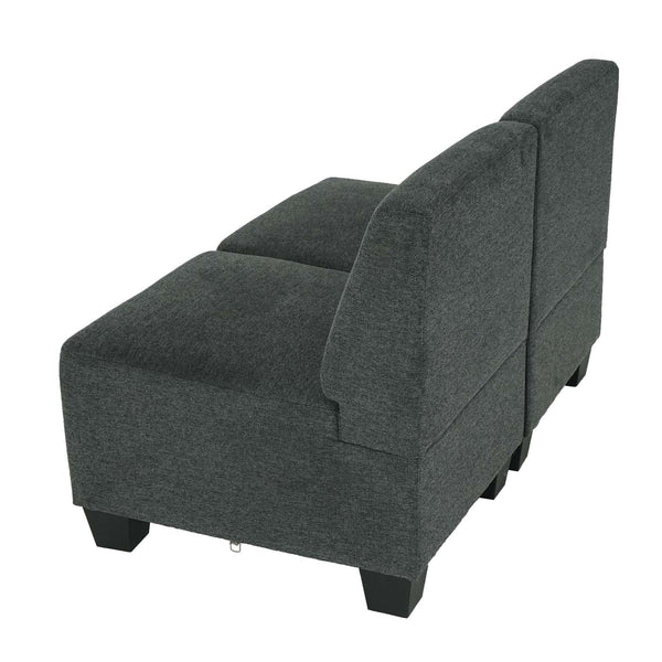 Modular 2-Sitzer Sofa Couch Lyon Stoff anthrazit-grau ohne Armlehnen