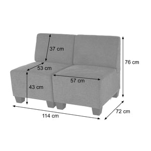 Modular 2-Sitzer Sofa Couch Lyon Stoff anthrazit-grau ohne Armlehnen