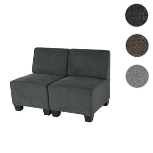 Modular 2-Sitzer Sofa Couch Lyon Stoff anthrazit-grau ohne Armlehnen