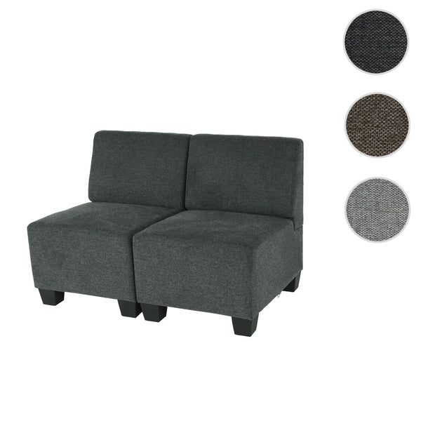 Modular 2-Sitzer Sofa Couch Lyon Stoff anthrazit-grau ohne Armlehnen