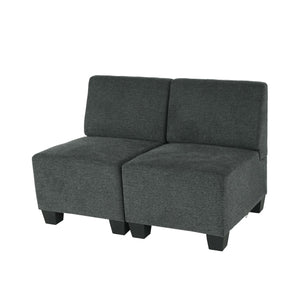 Modular 2-Sitzer Sofa Couch Lyon Stoff anthrazit-grau ohne Armlehnen