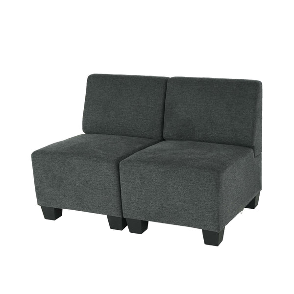Modular 2-Sitzer Sofa Couch Lyon Stoff anthrazit-grau ohne Armlehnen