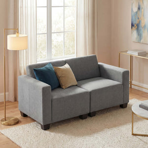 Modular 2-Sitzer Sofa Couch Lyon Stoff grau