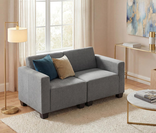 Modular 2-Sitzer Sofa Couch Lyon Stoff grau