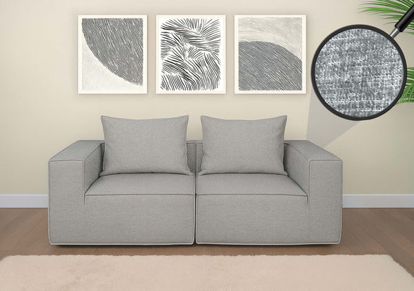 Modular 2-Sitzer Sofa aus Stoff Loungesofa hellgrau