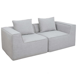 Modular 2-Sitzer Sofa aus Stoff Loungesofa hellgrau