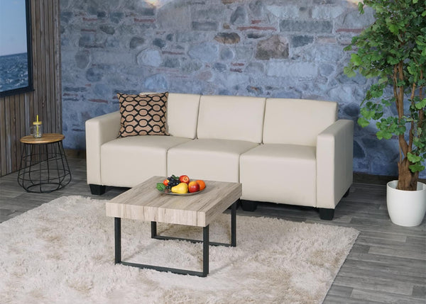 Modular 3-Sitzer Sofa Couch Lyon Kunstleder creme