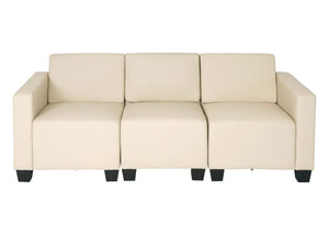 Modular 3-Sitzer Sofa Couch Lyon Kunstleder creme