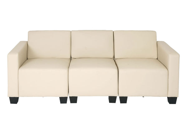 Modular 3-Sitzer Sofa Couch Lyon Kunstleder creme