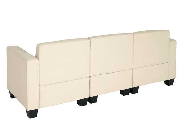Modular 3-Sitzer Sofa Couch Lyon Kunstleder creme