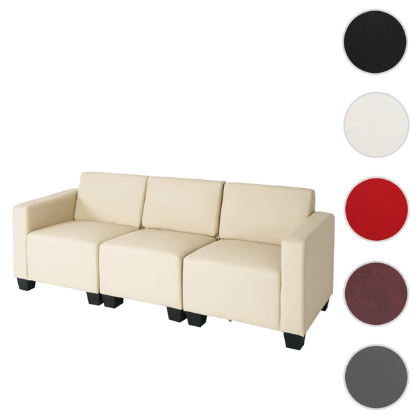 Modular 3-Sitzer Sofa Couch Lyon Kunstleder creme
