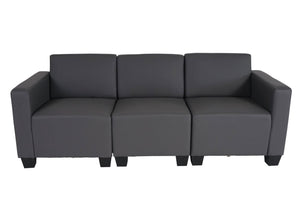 Modular 3-Sitzer Sofa Couch Lyon Kunstleder dunkelgrau