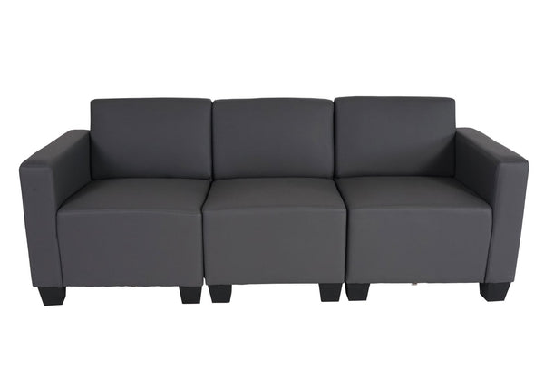 Modular 3-Sitzer Sofa Couch Lyon Kunstleder dunkelgrau