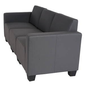 Modular 3-Sitzer Sofa Couch Lyon Kunstleder dunkelgrau
