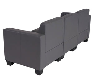 Modular 3-Sitzer Sofa Couch Lyon Kunstleder dunkelgrau