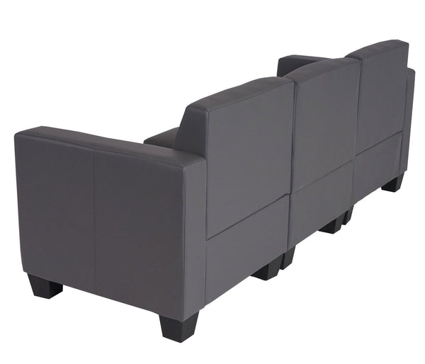 Modular 3-Sitzer Sofa Couch Lyon Kunstleder dunkelgrau