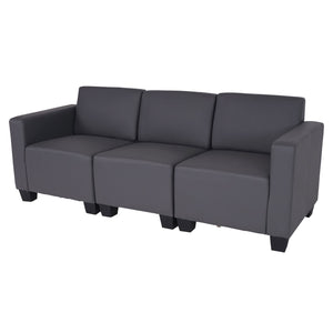 Modular 3-Sitzer Sofa Couch Lyon Kunstleder dunkelgrau