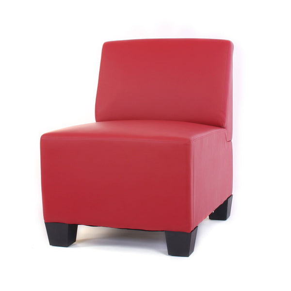 Modular 3-Sitzer Sofa Couch Lyon Kunstleder rot ohne Armlehnen
