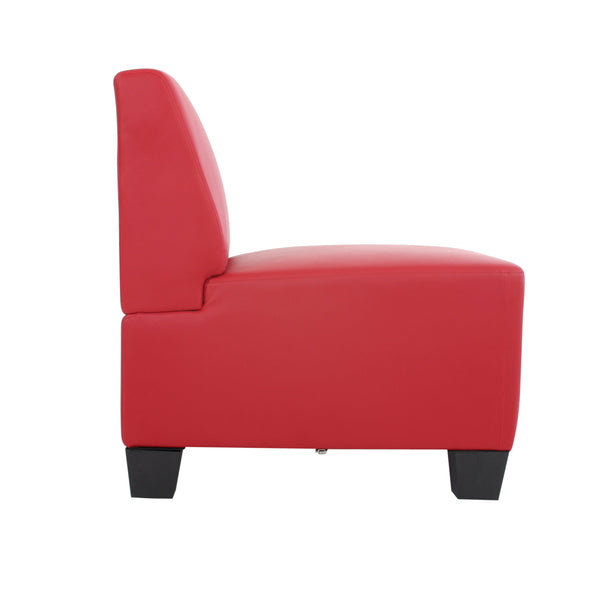 Modular 3-Sitzer Sofa Couch Lyon Kunstleder rot ohne Armlehnen
