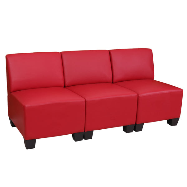 Modular 3-Sitzer Sofa Couch Lyon Kunstleder rot ohne Armlehnen