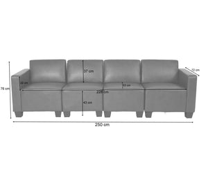 Modular 4-Sitzer Sofa Couch Lyon Kunstleder dunkelgrau
