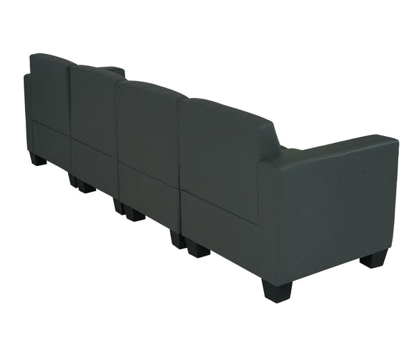 Modular 4-Sitzer Sofa Couch Lyon Kunstleder dunkelgrau