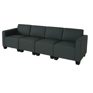 Modular 4-Sitzer Sofa Couch Lyon Kunstleder dunkelgrau
