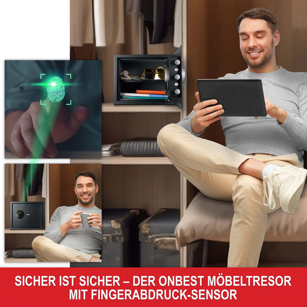 Möbeltresor mit Fingerabdruck 38x30x30cm