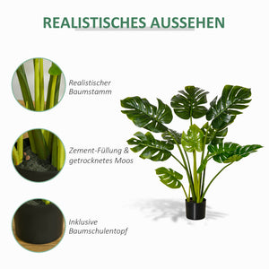 Monstera künstlich Kunstpflanze im Topf für drinnen und draussen 110cm