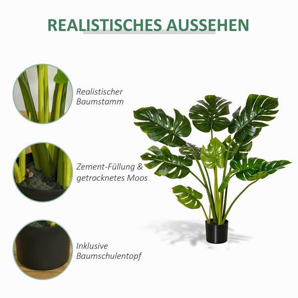 Monstera künstlich Kunstpflanze im Topf für drinnen und draussen 110cm