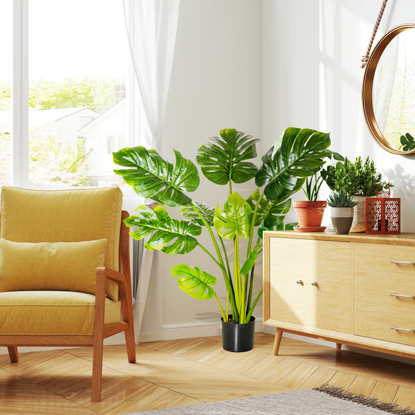 Monstera künstlich Kunstpflanze im Topf für drinnen und draussen 110cm