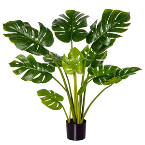 Monstera künstlich Kunstpflanze im Topf für drinnen und draussen 110cm