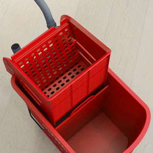 Mopp-Eimer mit Auswringer und Rollen 20L Kunststoff rot