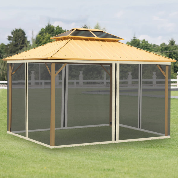 Moskitonetz für 3x4m Pavillon 4 Seitenteile Schwarz
