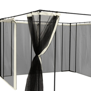 Moskitonetz für 3x4m Pavillon 4 Seitenteile Schwarz