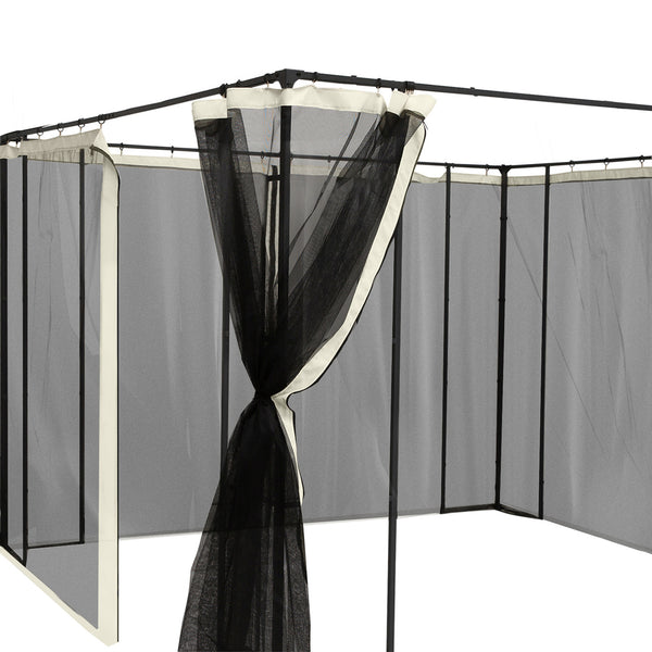 Moskitonetz für 3x4m Pavillon 4 Seitenteile Schwarz