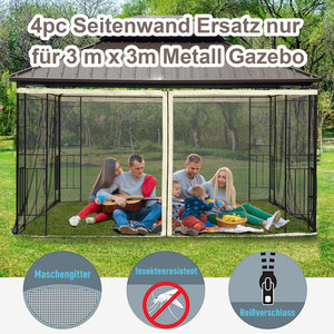 Moskitonetz für Pavillon 3x3m Reissverschluss-System