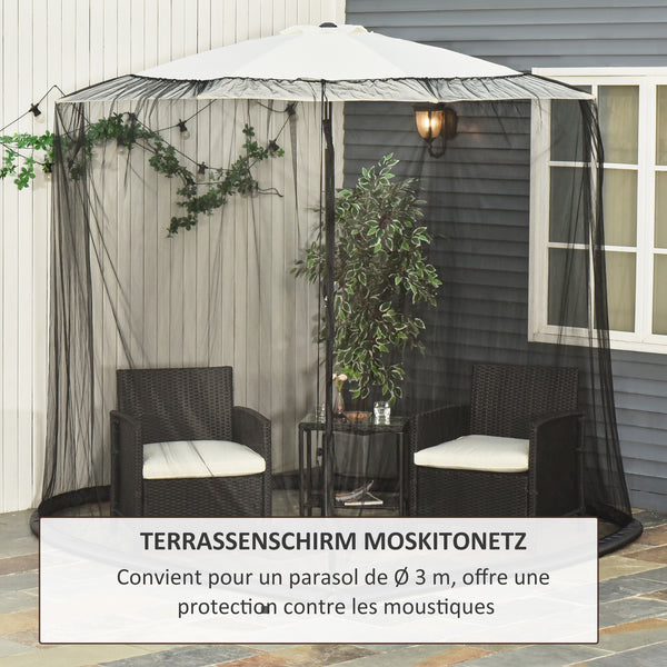 Moskitonetz Mückenschutz Fliegennetz für Sonnenschirm schwarz