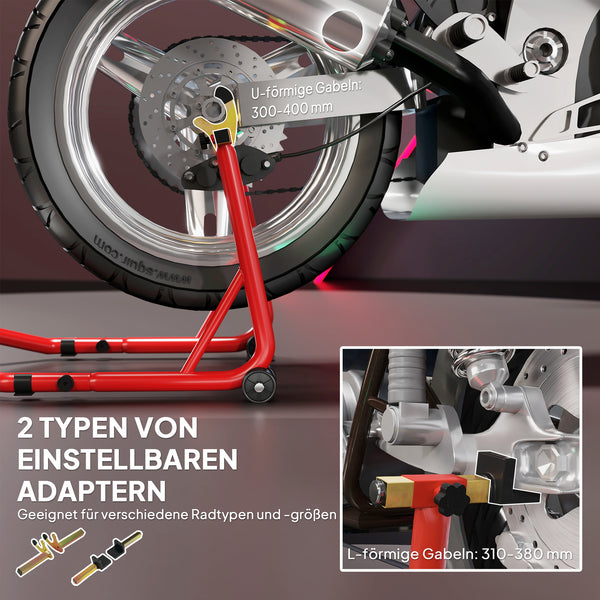 Motorradständer Motorradheber vorne hinten bis 544kg Stahl rot
