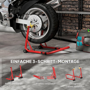 Motorradständer Motorradheber vorne hinten bis 544kg Stahl rot